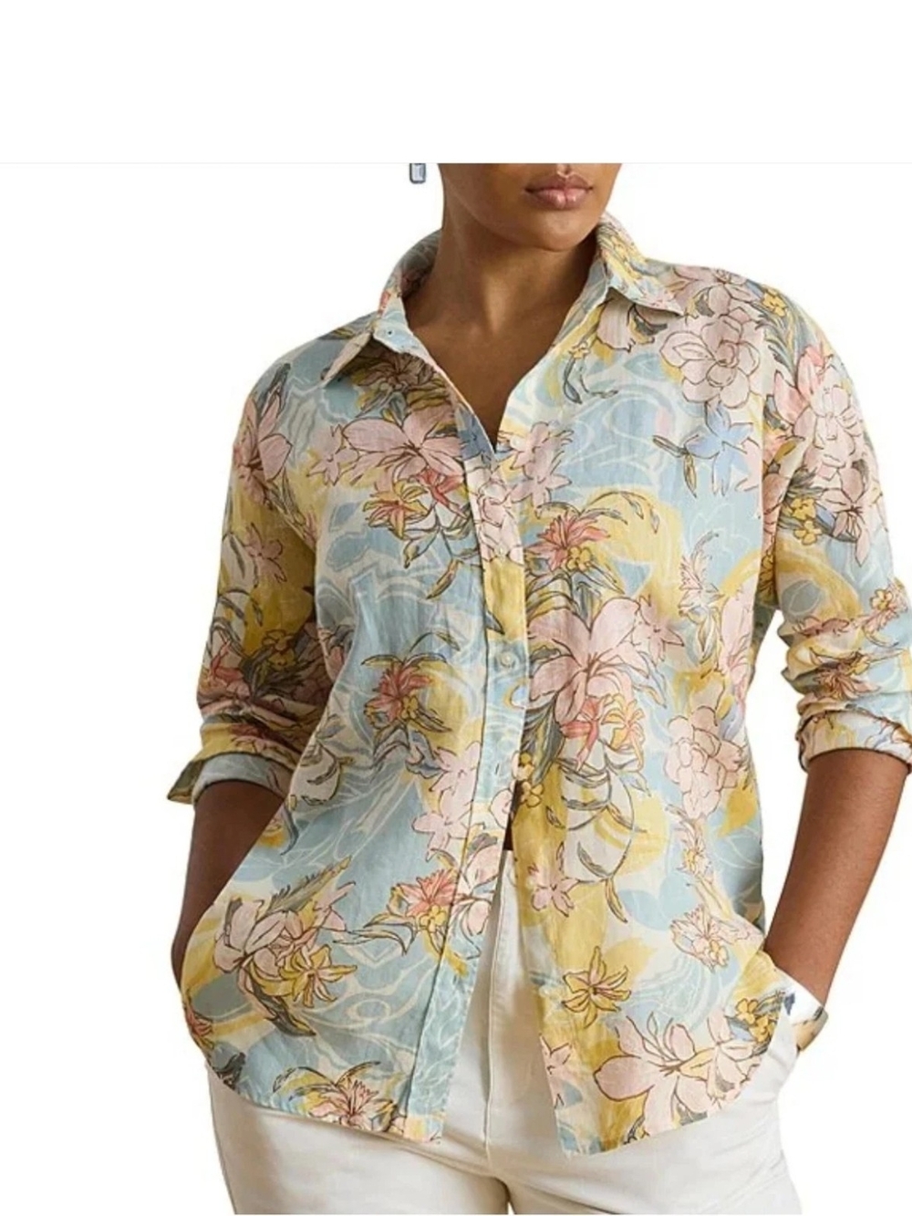 Lauren Ralph Lauren Relaxed Fit Floral 100% Linen Shirt
